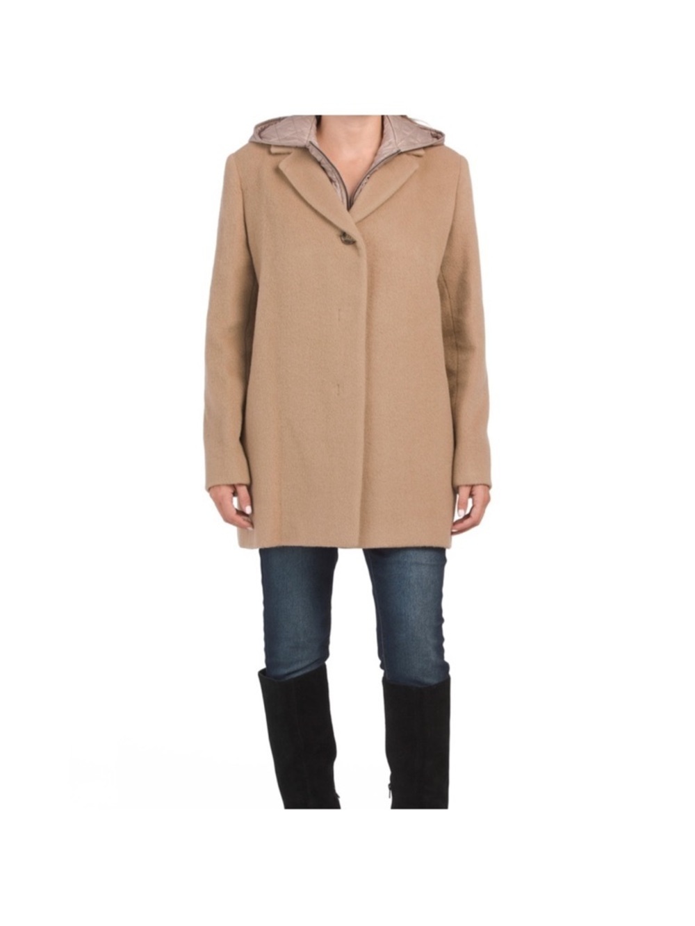 Cinzia Rocca Camel Wool Blend Short Coat